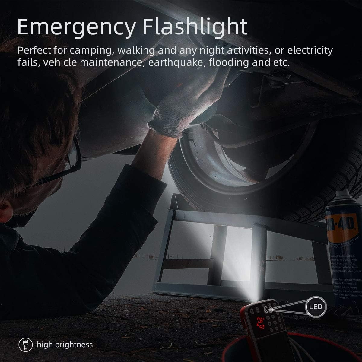 PRUNUS J-189 Small Portable Radio AM FM Bluetooth Radio - Dual Speakers Heavy Bass, LED Flashlight, Pocket Size, TF Card USB AUX MP3 Player, Rechargeable Battery Operated, by PRUNUS(Red): Home Audio & Theater