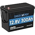 Oasesenergy 12V 300Ah LiFePO4 Lithium Battery Mini Size, Build-In 200A BMS, Low Temperature Cut-Off, 10000+ Deep Cycles, 12V Lithium Battery for RV, Sloar, Camping, Boats, Trolling Motor, Off Grid