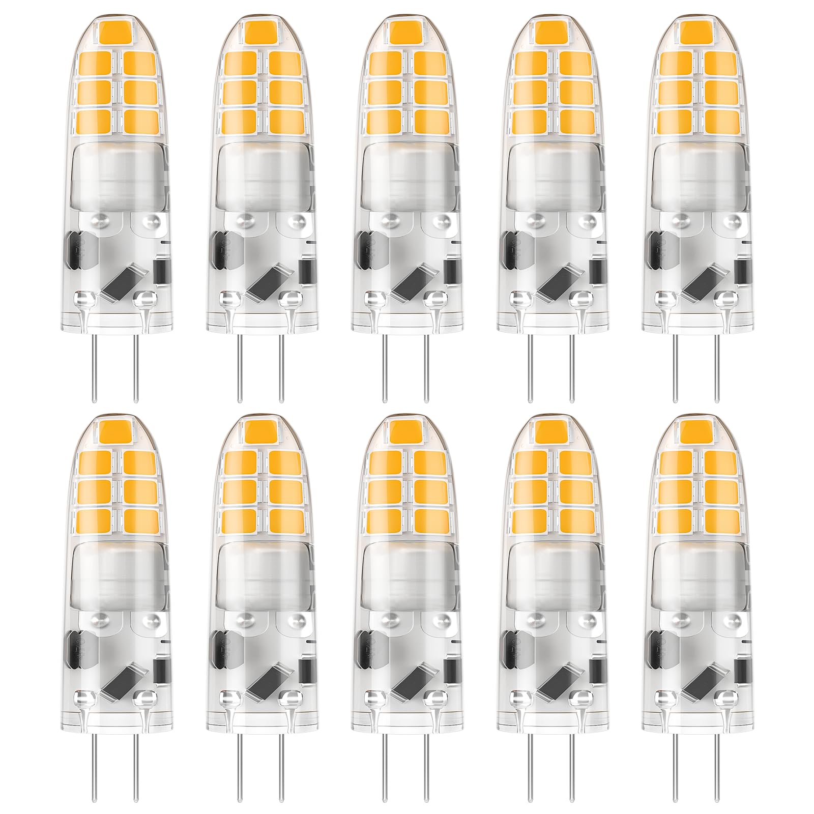 DiCUNO G4 LED Bulbs 2W Warm White 3000K, 20W Halogen Equivalent, 12V, G4 Bi-Pin LED Light Bulbs, Non-Dimmable Light for Home Lighting, 200LM, Pack of 10