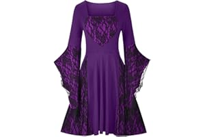 SDOHIG Gothic Steampunk Dress for Women,Punk Party Dresses for Women Vintage Irregular Cut Dress Halloween Dress