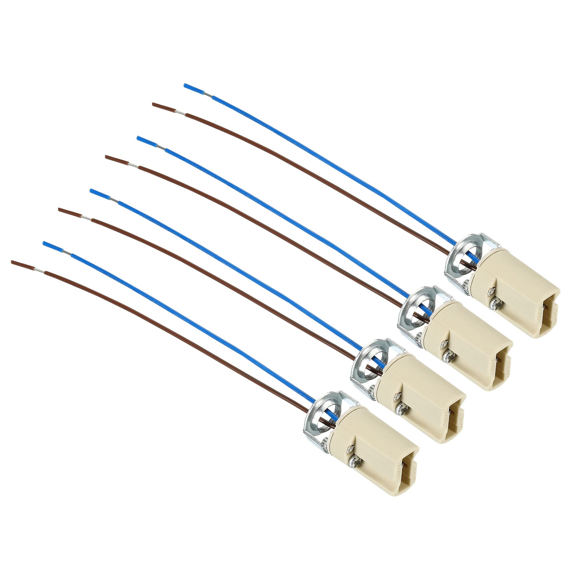 PATIKIL G9 Light Base Socket, 4 Pack Ceramic Lamp Bulb Holder Connector Lighting Replacement with 140mm Cable Wire for for Halogen Incandescent LED Bulb