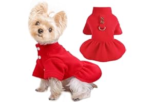 SHIFENMEI Dog Clothes for Small Dogs Girl - Dog Sweaters Dress - Fleece Dog Sweater - Dog Clothes - Dog Sweater for Small Dogs Girl Boy - Cat Sweaters, XXS, Red