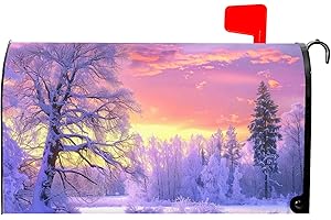 BARNEOVA Winter Mailbox Covers Magnetic Snowflake Mailbox Covers Magnetic Standard Size 18 X 21 Inch Winter Tree Mailbox Wraps Post Letter Box Cover Decor for Outside Garden Yard