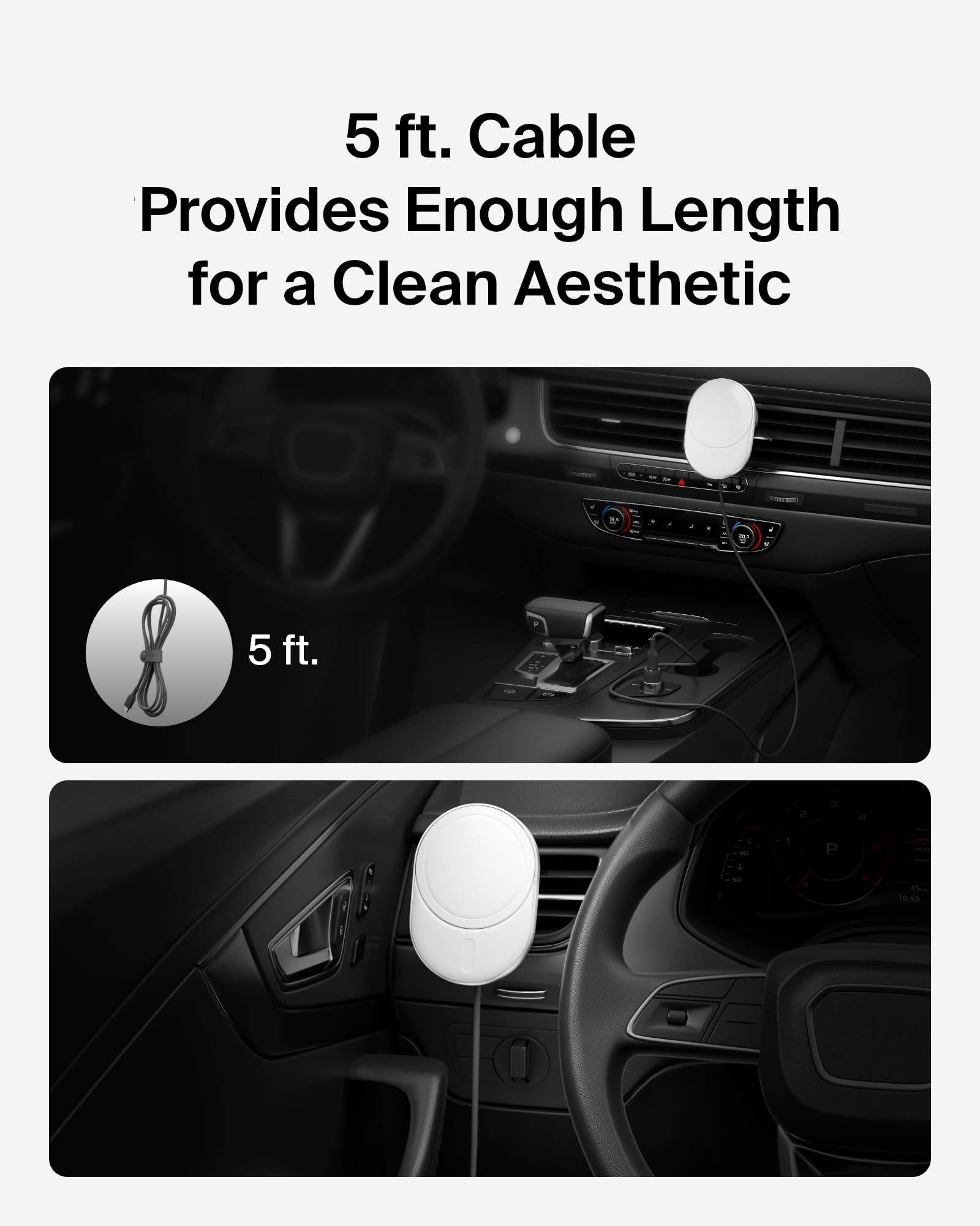 Belkin MagSafe-Compatible Wireless Car Charger 15W, Fast Charging Wireless Charger - Powerful Magnetic Vent Holder for iPhone 17, 16, 15, 14, 13 Series, Pixel 10, Secure Car Phone Mount - White
