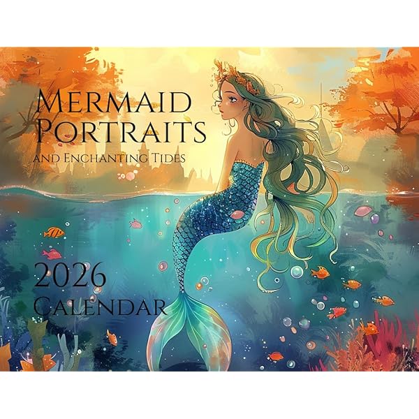 Mermaid Calendar 2025 Monthly Wall Calender 12 Month American Made I