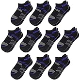 Comfoex 10 Pairs Boys Socks For Kids 4-6 8-10 6-8 Years Old Athletic Ankle Socks Short Cotton Socks With Cushioned Sole