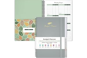 ASTEN Budget Planner, Budget Book with Expense Tracker, Financial Planner with 12 Pockets, Undated Monthly Bill Organizer Notebook for Saving Money, Debt Tracker, Spending Tracker 7" x 10"(Gray)