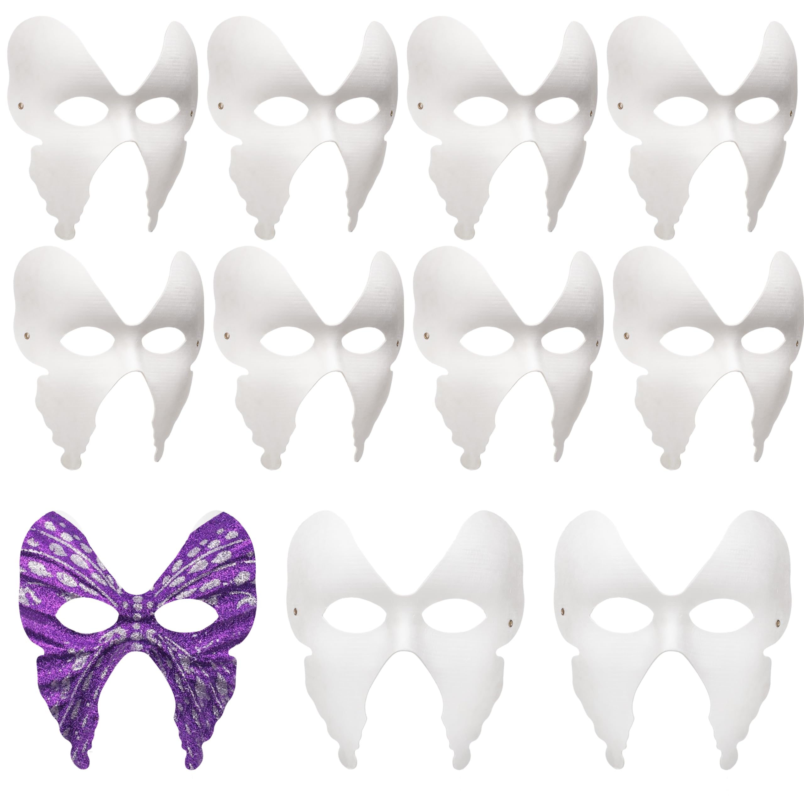 zrfgbxim 10 Pcs Butterfly Masks to Decorate, DIY White Paper Half Face DIY Blank Hand Painted Masks for Halloween Masquerade Carnival Mardi Gras Christmas