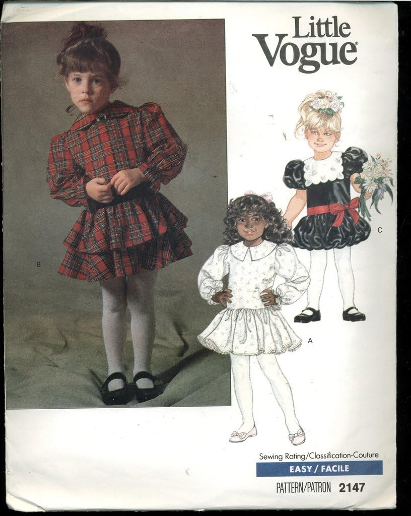 Little Vogue Sewing Pattern - Children's Dress With Flared Skirt and Ruffle Options #2147