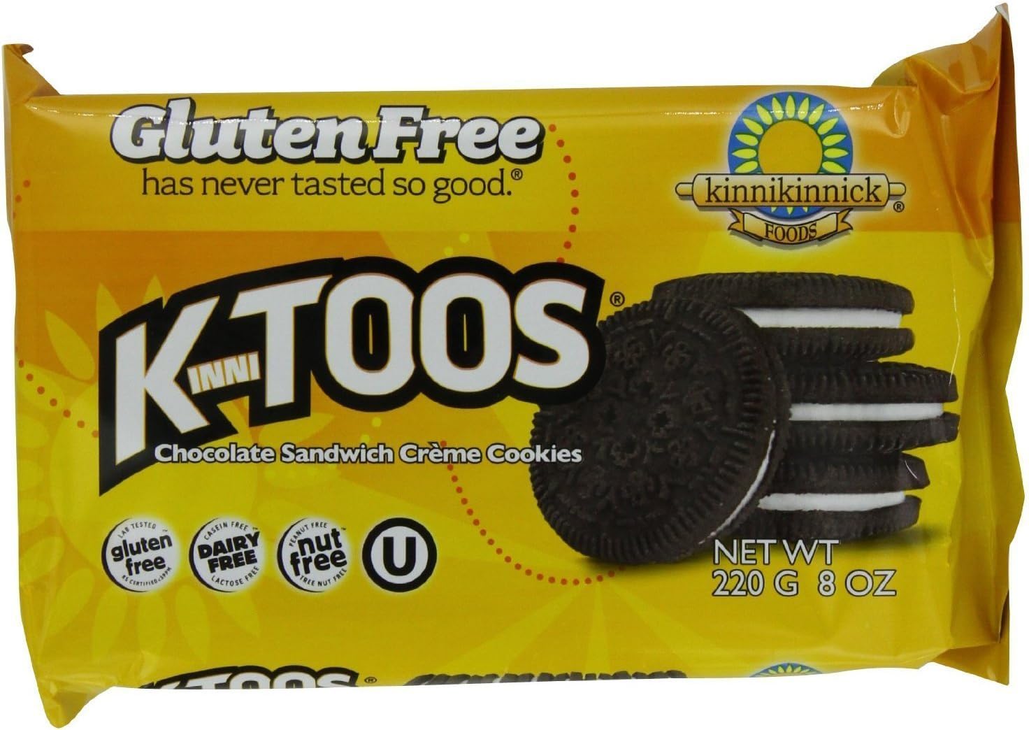 Kinnikinnick Kinnitoos Sandwich Cookies Gluten Free Chocolate Crème, 2Count