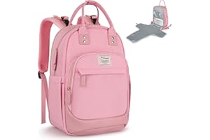 ETRONIK Baby Diaper Bag Backpack, Multifunction Baby Bag for Boys Girls, Water Resistant Diaper Bag with Changing Pad, Stroller Straps, Stylish Baby Travel Essential & Items for Mom Dad, Gift, Pink