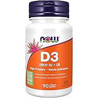 NOW Supplements, Vitamin D-3 2,500 IU, High Potency, Structural Support*, 90 Softgels