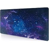 Mouse Pad Large Desk Mat, Extra Large Gaming Computer Mousepad with Stitched Edges Non-Slip, Keyboard Mouse Pad for Desktop Cute Aesthetics Home Office Purple-Starry Desk Accessories 23.6 * 11.8 inch