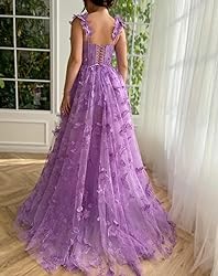 YUAOHUANG 3D Butterfly Tulle Prom Dresses for Women