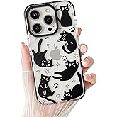 branple Compatible with iPhone 13 Pro Max Case,Clear Cute Black Cat Pattern with Shockproof Slim Soft TPU Protective Phone Case for Women Designed for iPhone 13 Pro Max 6.7"