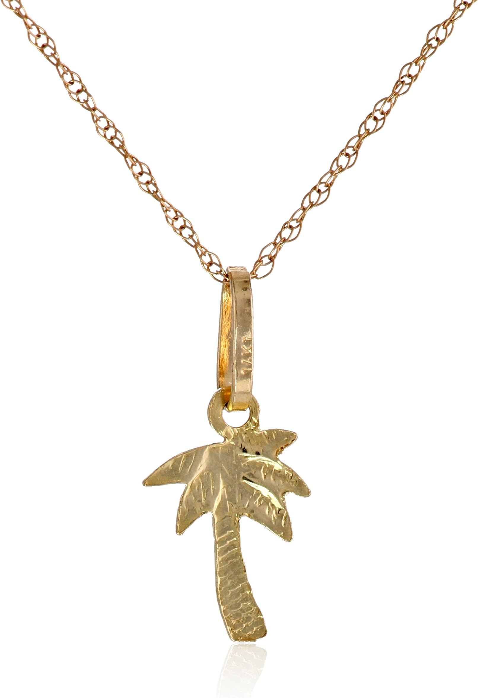MILLA 14k Yellow Gold Petite Palm Tree Pendant Necklace, 18"