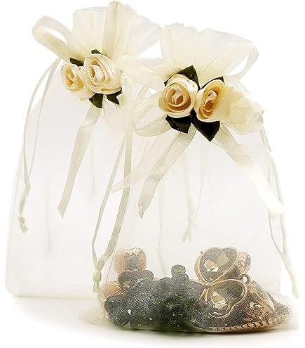 KUPOO Lot De 20 Petits Sacs Cadeaux En Toile De Jute Transparente Avec