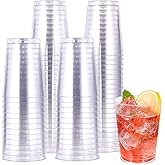 JOLLY CHEF 10 oz Clear Disposable Plastic Cups 100 Pack Clear Plastic Cups Tumblers, Heavy-duty Party Glasses, Disposable Cups for Thanksgiving, Party,Fathers Day