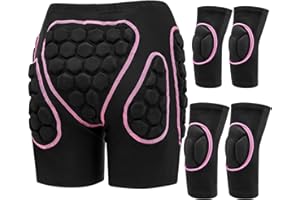 Lewtemi 3 Set Protective 3D Padded Hip EVA Short Pants Knee Pads Elbow Set Winter Protection Hip Pads Thick Non Slip Knee Sleeve Elbow Guard for Men Women Kid Ski Ice Skating