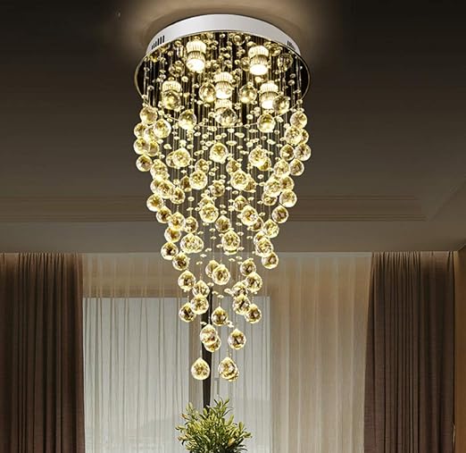 Gdlight Lustre De Gouttelettes De Pluie En Cristal A Led Rondes