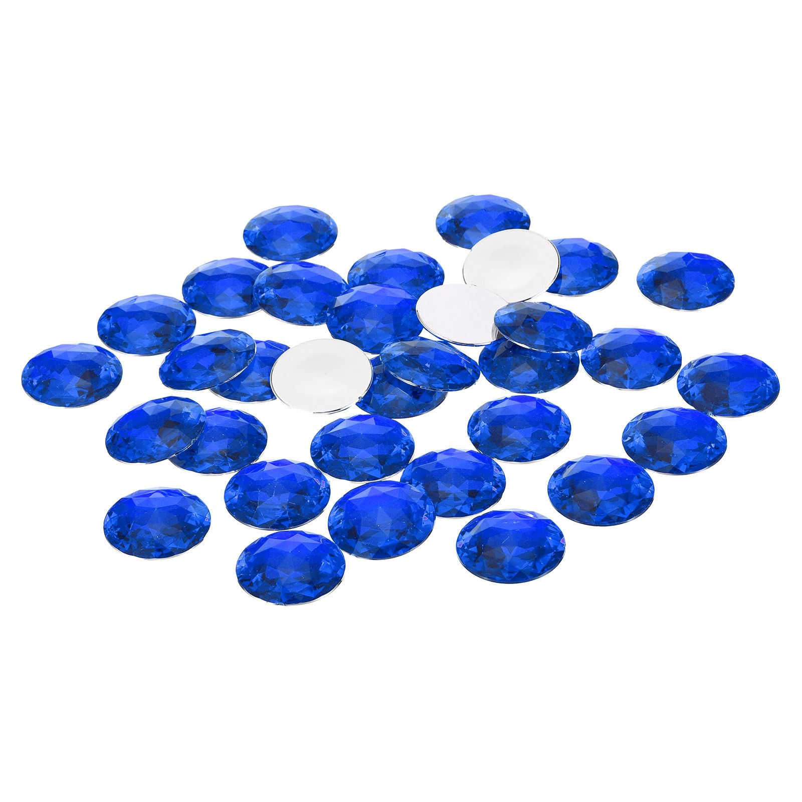 PATIKIL 30mm Flat Back Round Acrylic Rhinestones, 50 Pack Plastic Circle Gems for Jewelry Making Costume Embellishments Crafts, Blue