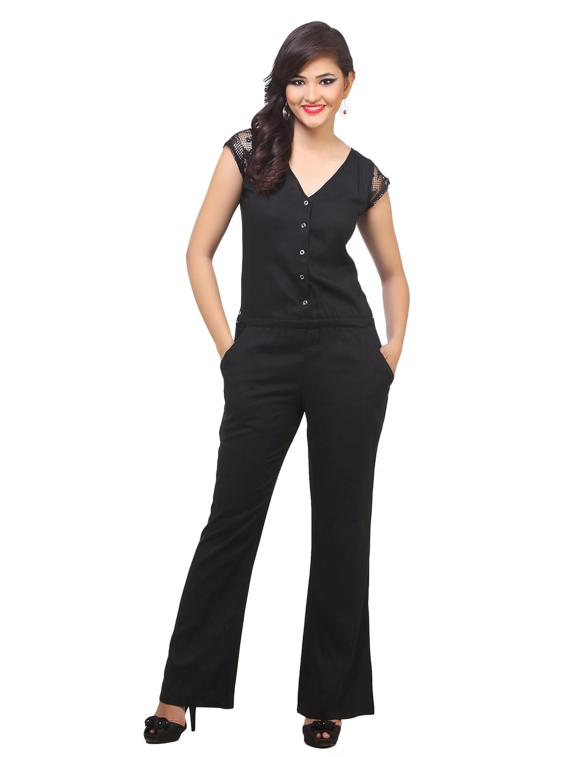 cottinfab women's laced shoulder trendy play suit