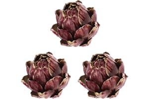 Meiwlong 3Pcs Artificial Large Red Vegetable Artichoke Flowers Fake Realistic Vegetable Floral Bouquet Home Party Kitchen Table Indoor Decoration Craft