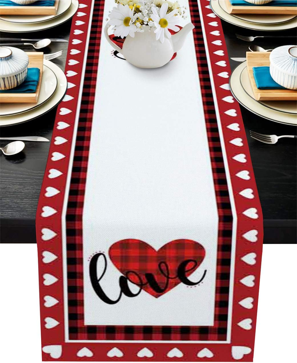 Dining Room Table Runners 108 Inches Long, Valentine's Day