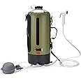 HappyPo Camping Shower - Portable Camping Solar Shower Pump- Shower Bag with Pressure Foot Pump with Temperature Indicator - Camp Water Equipment for Road Travel