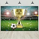 Ckihgenn 7x5ft Soccer Champion Backdrop Stadium Football Field Championship Trophy Confetti Photography Background Soccer Theme Decorations Banner Kids Adults Portraits Photo Studio Props
