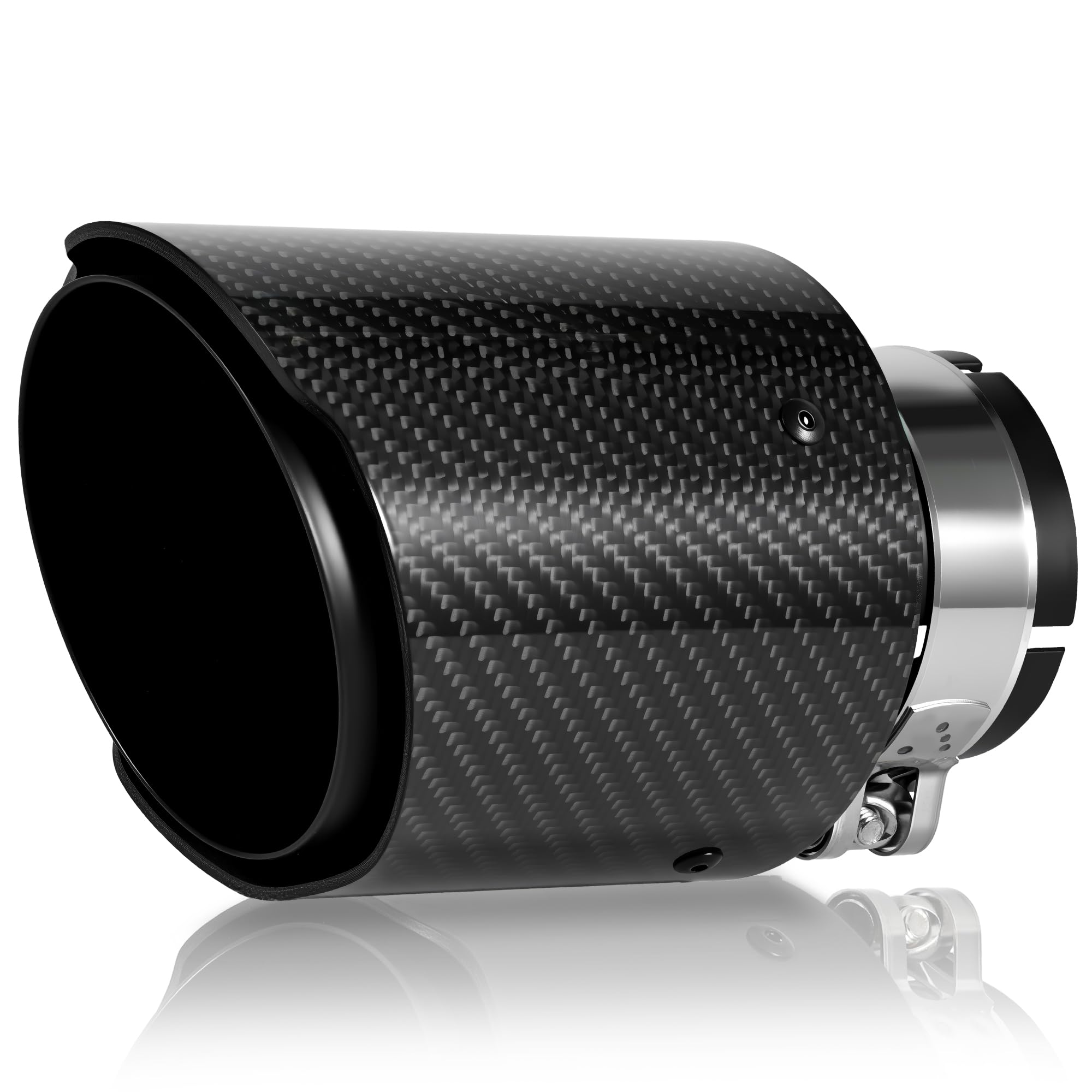 Photo 1 of 3 Inch Car Exhaust Tips, 3” Inlet 4” Outlet Tail Exhaust Pipe, 304 Stainless Steel & All Black Carbon Fiber Muffler Tip