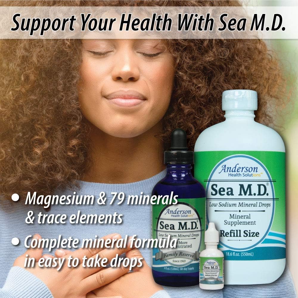 Anderson's Sea M.D. Concentrated Trace Mineral Drops, Ionic Electrolyte Magnesium Supplement, Aids in Muscle Cramps, Joint Health, Liquid Magnesium, Easy to Take, 4 fl oz: Health & Personal Care