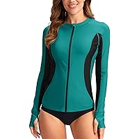 FYMNSI Women Zipper Rash Guard Sleeves Sun Protection Surf Rashguard - View #3