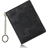 FALAN MULE Small Wallets Woman Slim RFID Blocking Mini Credit Card Holder | Vegan Leather Small Womens Wallet embossed pattern design Bifold Ladies Wallet card holder for women with Zipper Pocket
