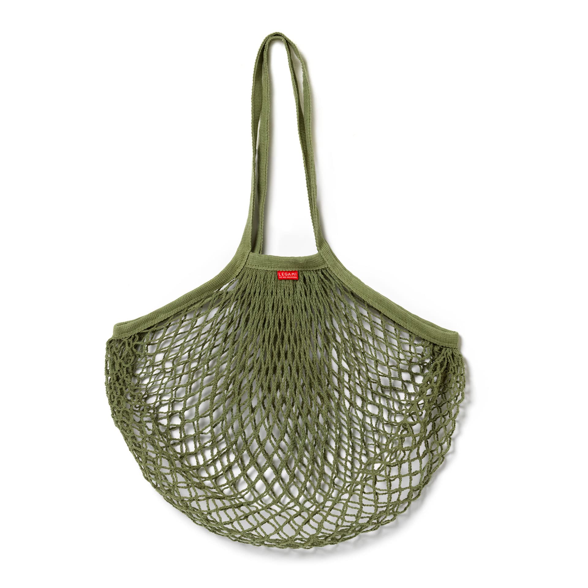 Legami Unisex's Mesh Bag, 41x65 cm Handles Included, Green Variant, Durable and Practical, Maximum Weight Supported 10 kg, 100% Cotton, Machine Washable, Manici inclusi
