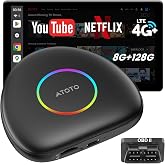 ATOTOSELECT Wireless CarPlay&amp;Android Auto Adapter Magic AI Box with 4G LTE | 8GB+128GB | GPS | Android 13 OS | OBD II, Compatible with Wired Factory CarPlay&amp;Android Auto, Support for YouTube/Netflix