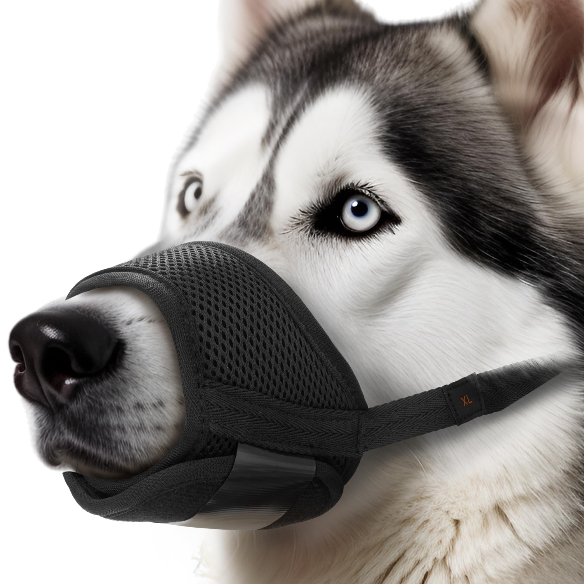 Yes4Quality Dog Muzzle (Medium), Soft & Breathable Mesh Muzzle for Dogs W/Adjustable Hook & Loop Fastener, Safe Mouth Cover for Pet Training to Prevent Biting, Barking & Chewing