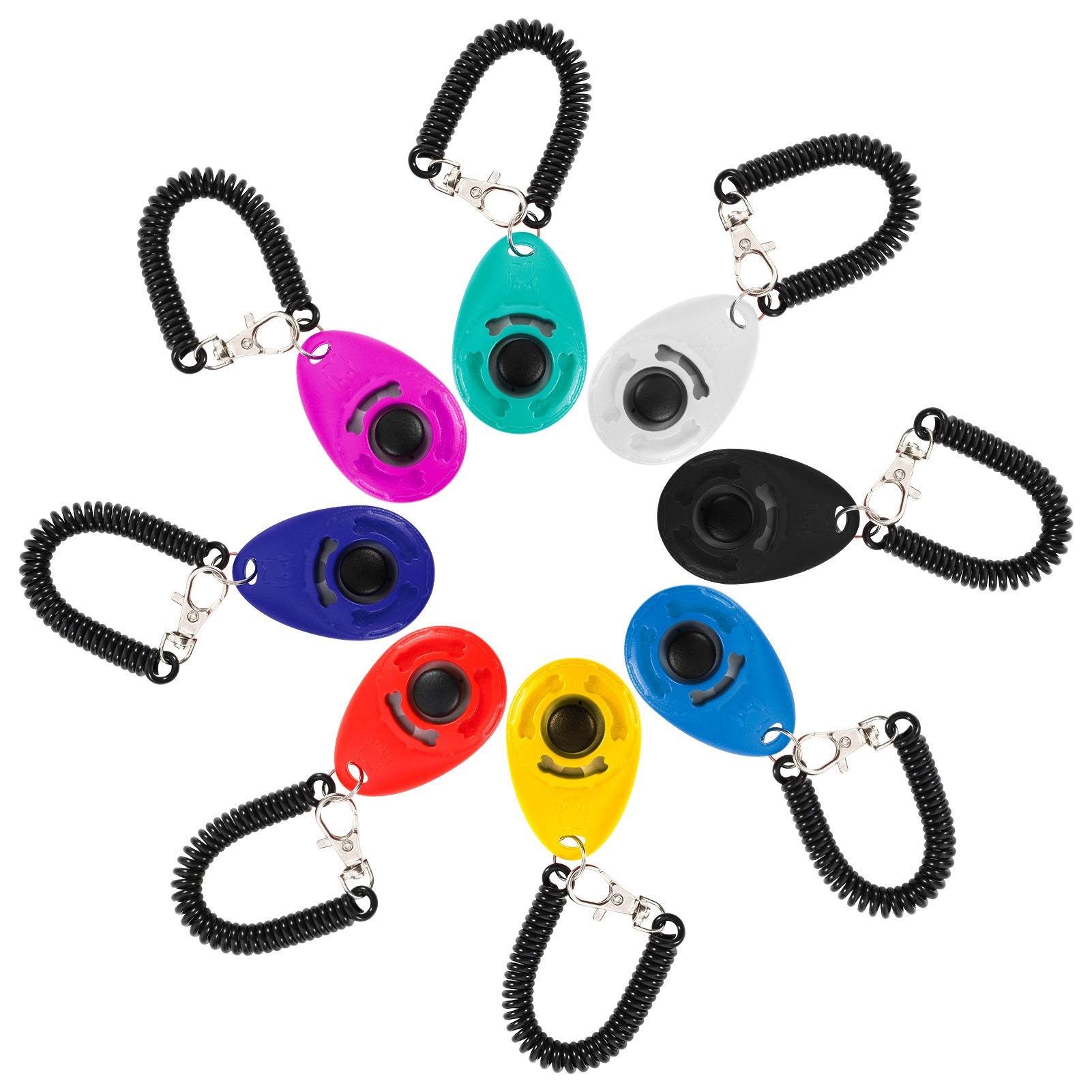 Bestomrogh 8 Pack Dog Training Clicker with Wrist Strap and Big Button Effective Behavioral Training Tool for Dogs Cats Birds Horse and Other Pets(Multi-Color)