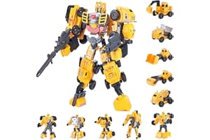 VEAIS Robot Construction Vehicles Set, Constructo Modular Transforming Toy Set 5-in-1 Transform Robots for Kids 3 for Boys