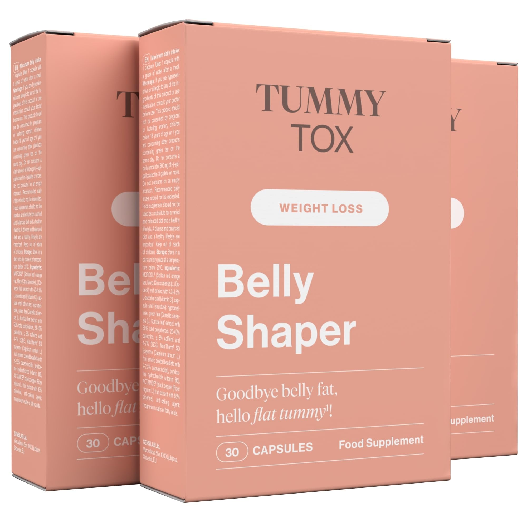 Belly Shaper - Morosil, Green Tea, Vitamin C, Vitamin B6, Cayenne Pepper, and Caffeine - 90 Capsules, 3 Months Supply by Tummy Tox