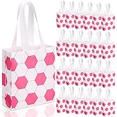 Sunnymove 24 Pcs Pink Soccer Goodie Bags for Girls Soccer Party Supplies Non-woven Fabric Sports Party Favor Bags Treat Goodie Gift Bag with Handles