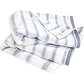 HIORIE Imabari Towel, 2-Piece Bath Towel Set, Japanese Towels, Stripes Towel, Absorbent, Quick-Dry, Thin, Blue
