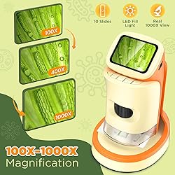 Microscope for Kids Pocket Portable 1000X 4K