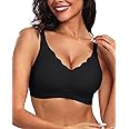 Vertvie Women's Seamless Bras No Underwire Scalloped Push Up Bras Soft Wireless Comfort Bralettes Full Coverage Everyday Bra