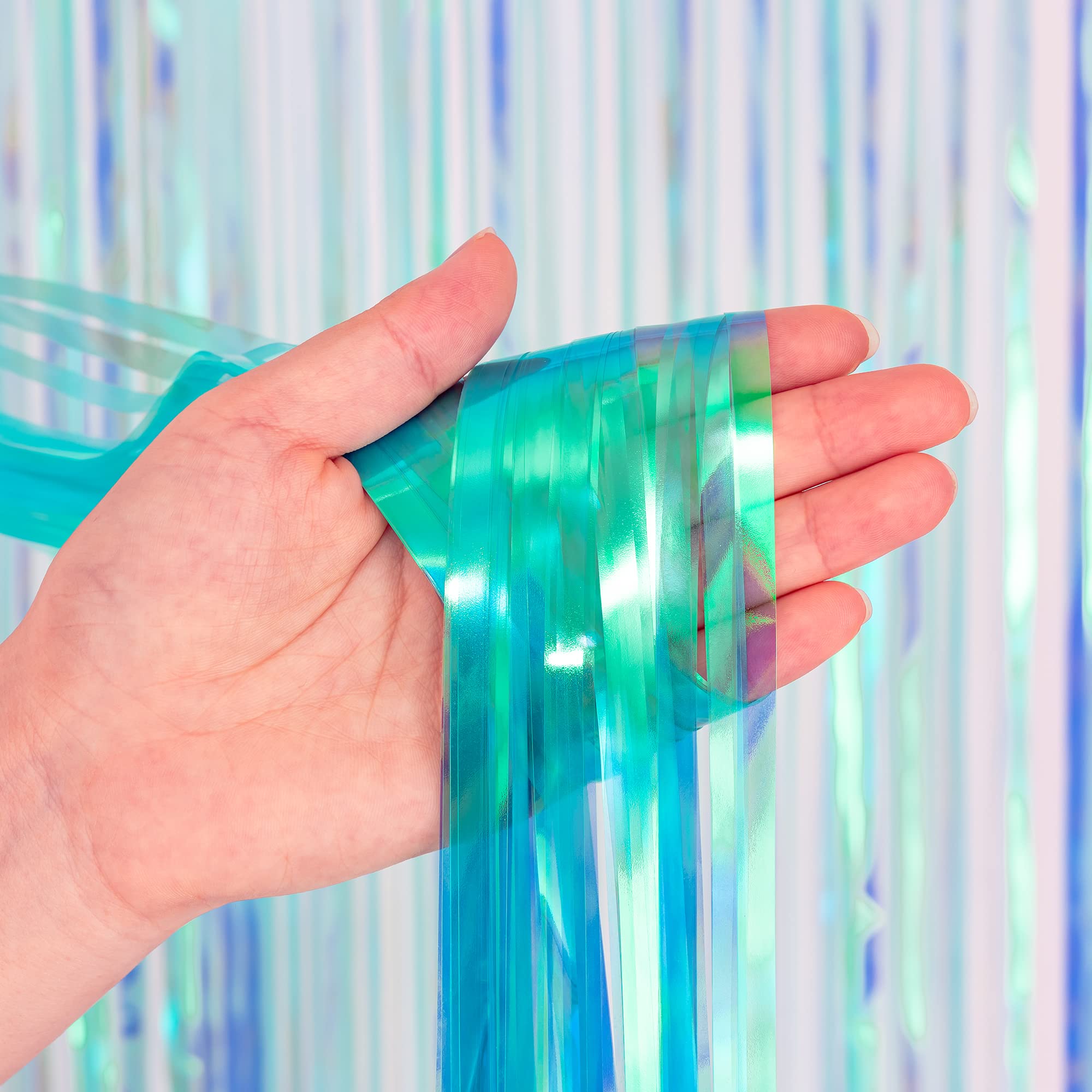 Fringe Foil Curtain, 2 Pack Metallic Curtains Fringe, BRAVESHINE Gold & Blue Metallic Tinsel Curtains, Iridescent Fringe Foil Curtain For Party Prom Birthday Favors-1x2m — image 1