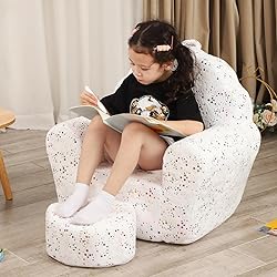 MOMCAYWEX Kids Sofa with Ottoman, Shell-Like Sofa