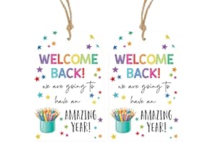 Back to School Gift Tags - Anwyll 50Pcs First Day of Schools Tags with String Star Welcome Back to School Party Favor Gift Tag We Are Going To Have An Amazing Year Tag for Classroom Student Decoration