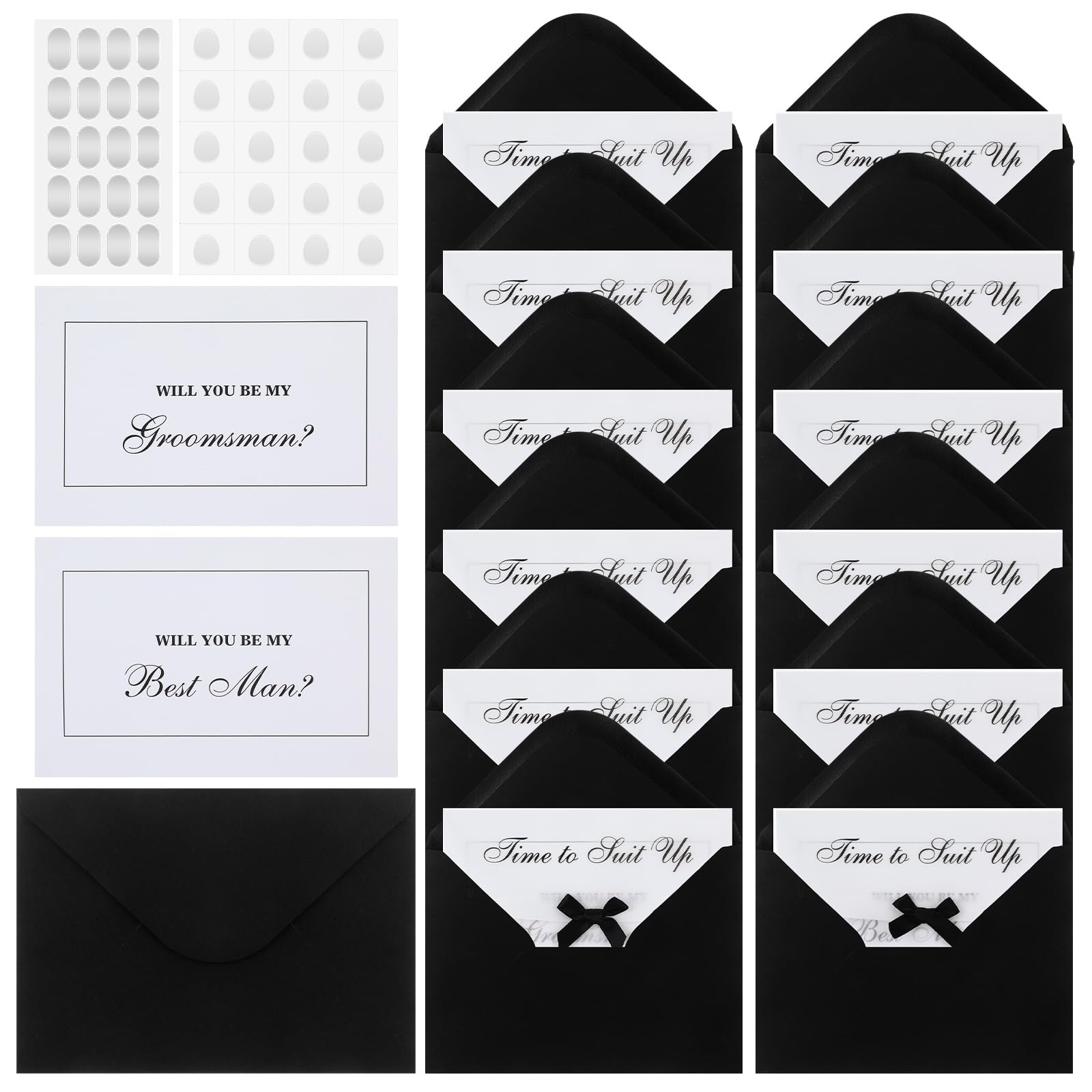 Photo 1 of Motiskyy Sets of 12 Groomsman Proposal Card 8 Will You Be My Groomsmen Cards 4 Will You Be My Best Man Suit up with Black Envelopes Wedding Proposal Invites for Best Man & Bridal Party