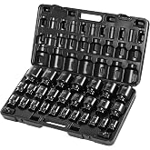 VEVOR 3/4 Inch Impact Socket Set, 29-Piece, SAE 3/4-2-1/2 Inch | 6-Point Sockets, CR-MO, Easy-to-Read Size Markings, Rugged Construction, with Storage Case, for Auto Repair
