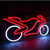 Motorcycle Neon Sign Motorcycle Accessories For Men Cool Garage Stuff Sign Hanging Neon Light For Bedroom Game Room Cave Man Garage Shop Pub Bar Garage Gifts For Men(Dimmable USB Sign)